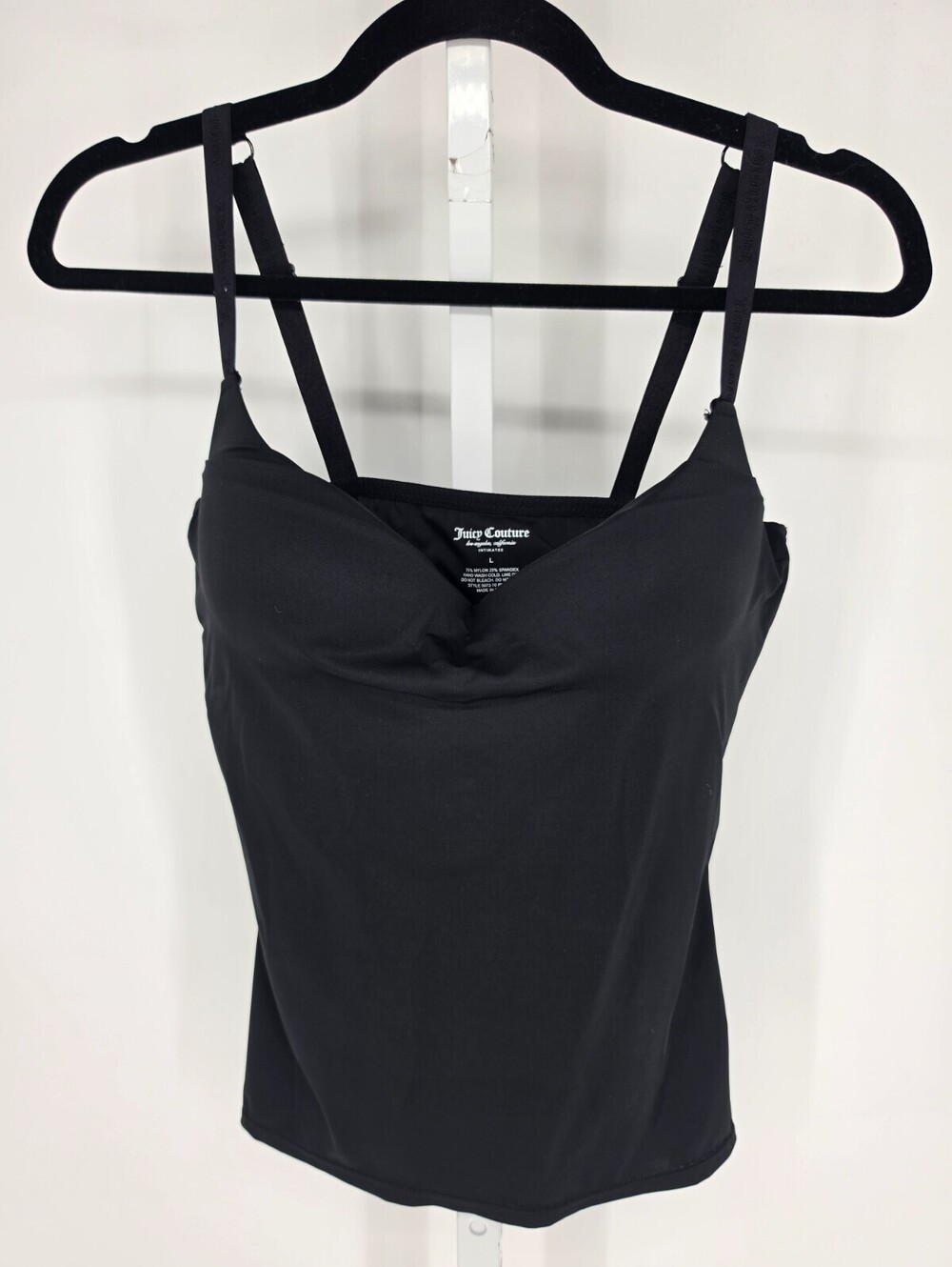 Juicy Couture Womens Sz L Cami Camisole Tank Black Padded Push Up Bust